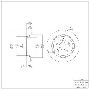 Ford Mustang Brake Rotor (1) - Rear - R1 Concepts - Plain - `94-`04